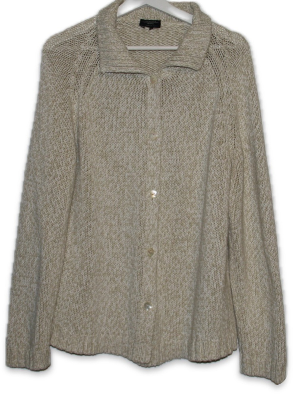 Max Mara Cream Knit Button-Front Sweater Size L